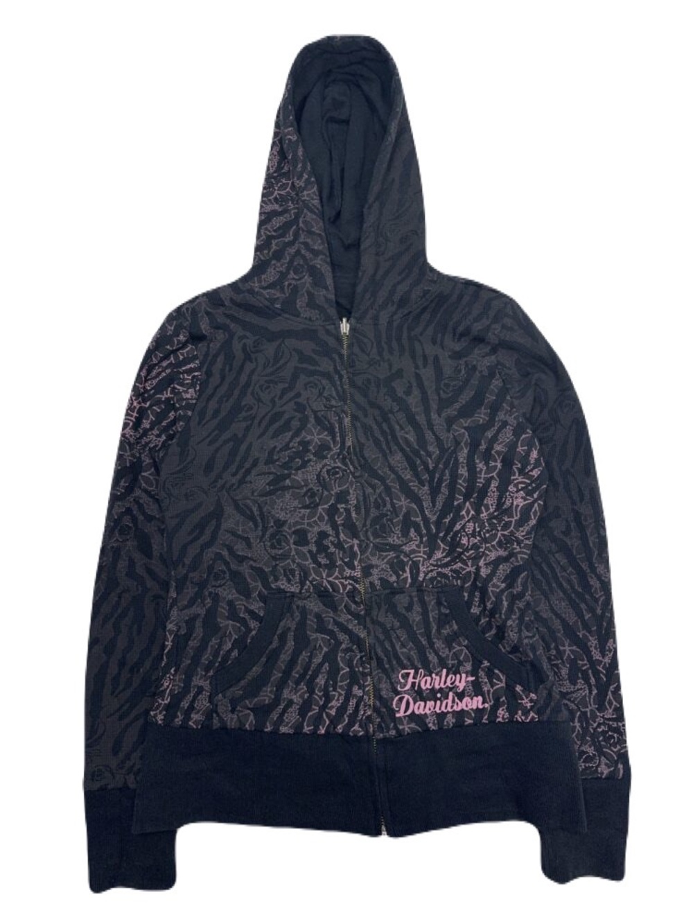 Harley-Davidson Black Hoodie with Pink Script